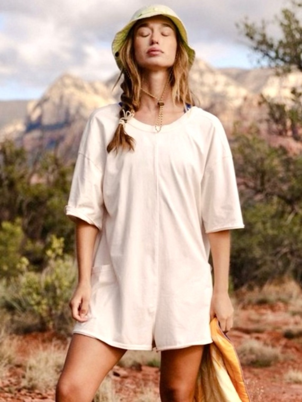 NEW Free People x FP Movement Hot Shot Tee Romper in Beached Clay